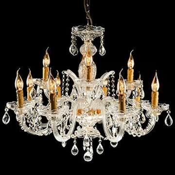 12 Pieces Crystal Prisms Chandelier Clear Teardrop Ornament Pendants Crystal Beads Hanging Glass Crystal Chandelier Prisms for Wedding Party Tree Garlands Decoration DIY Jewelry (2 Inch)