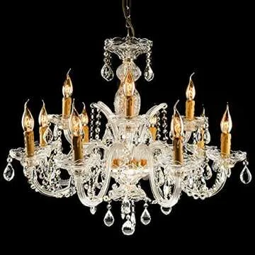 12 Pieces Crystal Prisms Chandelier Clear Teardrop Ornament Pendants Crystal Beads Hanging Glass Crystal Chandelier Prisms for Wedding Party Tree Garlands Decoration DIY Jewelry (2 Inch)