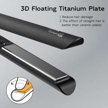 Nicebay Hair Straightener and Curler Fast Heating Titanium Iron with 5 Temp Settings and Negative Io...