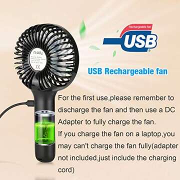 Upgraded 5000mAh Portable Handheld Fan 3 Speed Mini USB Strong Wind 7-20 Hours Runtime Personal Electric for Travel Office Outdoor
