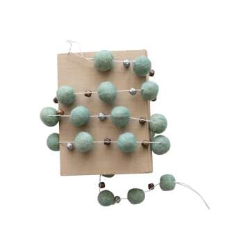 Creative Co-Op Wool Felt Ball Garland with Jingle Bells