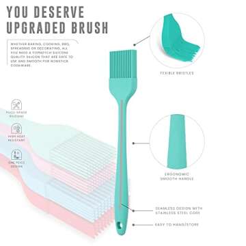 BAKEFETE 4 Pastry Brushes - Heat Resistant Silicone Set
