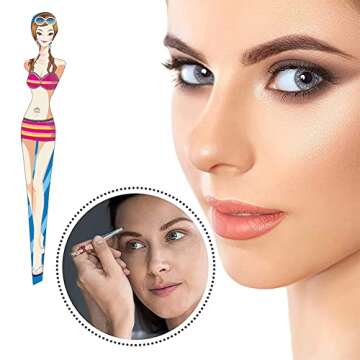 6Pcs Professional Girl Eyebrow Tweezer Stainless Steel Slanted Eyebrow Tweezers Eyebrows Hair Remove...