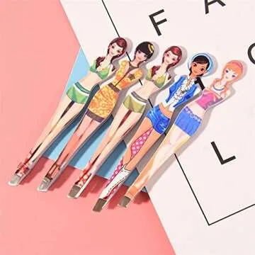 6Pcs Professional Girl Eyebrow Tweezer Stainless Steel Slanted Eyebrow Tweezers Eyebrows Hair Remover Tools Cosmetics Beauty (random color)…