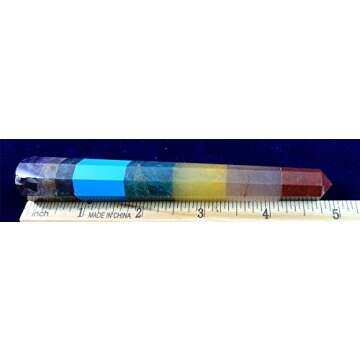 Big 7 Chakra Stone Obelisk Wand with 8 facet point, Charged Chakra Reiki Metaphysical Crystal therapy