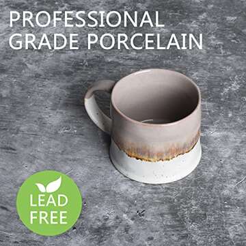 Bosmarlin Medium Ceramic Coffee Mug Set of 2, 15 oz, Stoneware Tea Cup for Office and Home, Dishwasher and Microwave Safe (Grey, 2)