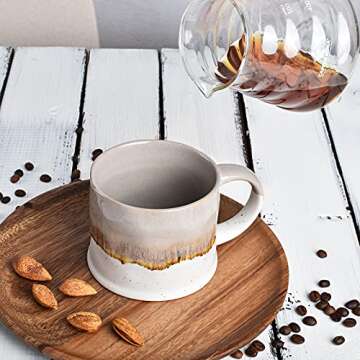 Bosmarlin Medium Ceramic Coffee Mug Set of 2, 15 oz, Stoneware Tea Cup for Office and Home, Dishwasher and Microwave Safe (Grey, 2)