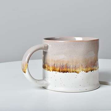 Bosmarlin Medium Ceramic Coffee Mug Set of 2, 15 oz, Stoneware Tea Cup for Office and Home, Dishwasher and Microwave Safe (Grey, 2)