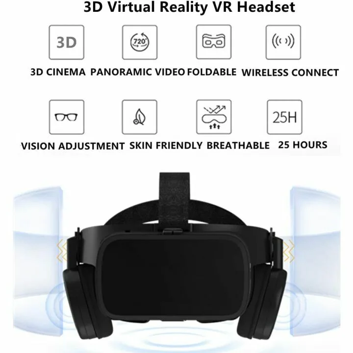 3D VR Headset with Bluetooth Remote for Phones