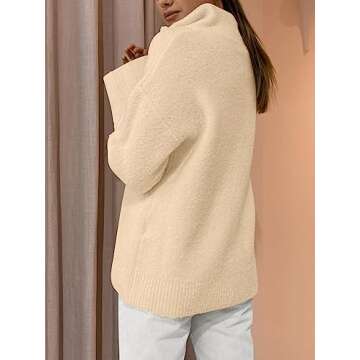 LILLUSORY Women's Fall Fashion Clothes Outfit 2024 Oversized Half Zip Pullover Sweaterss Fuzzy Knit Chunky Warm Sweaters Apricot