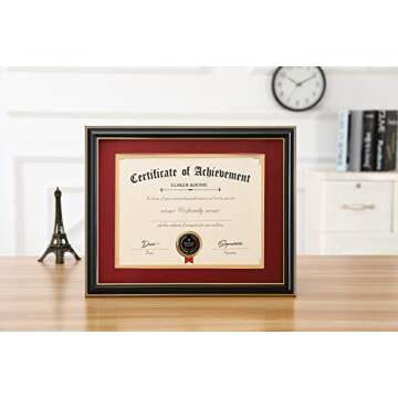 ELSKER&HOME 8.5x11 Document Frame - High Gloss Black Wood Frame for Certificates