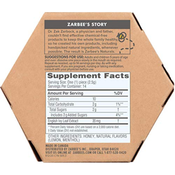 Zarbee's Naturals Honey Cough Soothers with Ivy Leaf Extract