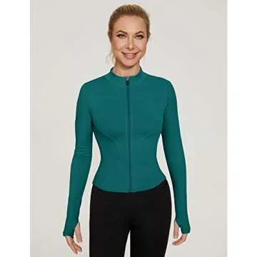 LUYAA Women's Full Zip Lightweight Athletic Jacket with Thumb Holes in Multiple Colors