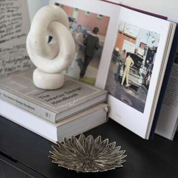 Bloomingville Decorative Marble Chain Link Taper Candle Holder, White