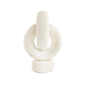 Bloomingville Decorative Marble Chain Link Taper Candle Holder, White