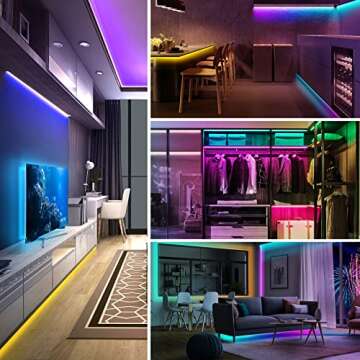 ECOLOR Smart Led Lights for Bedroom 65.6ft (2 Rolls of 32.8ft), Bluetooth Strip Lights with APP Control, Music Sync and RGB Color Changing Led Lights for Living Room, Home, Gaming, Party Decoration