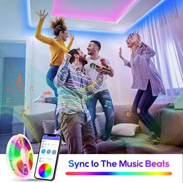 ECOLOR Smart Led Lights for Bedroom 65.6ft (2 Rolls of 32.8ft), Bluetooth Strip Lights with APP Control, Music Sync and RGB Color Changing Led Lights for Living Room, Home, Gaming, Party Decoration