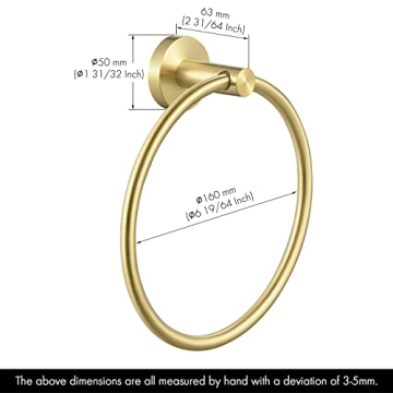 KES Brushed Gold Towel Ring for Stylish Bathrooms