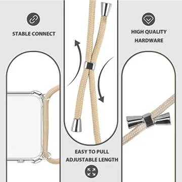 YESPURE Crossbody Case for iPhone 12 Pro Max,Phone Case for iPhone 12 Pro Max [ with Adjustable Lanyard ] Clear Soft Thin Slim TPU Shockproof Protective Cover Cases 6.7 inch - Beige