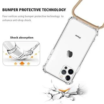 YESPURE Crossbody Case for iPhone 12 Pro Max,Phone Case for iPhone 12 Pro Max [ with Adjustable Lanyard ] Clear Soft Thin Slim TPU Shockproof Protective Cover Cases 6.7 inch - Beige