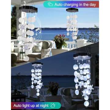 Toodour Solar Shells Wind Chimes for Outside