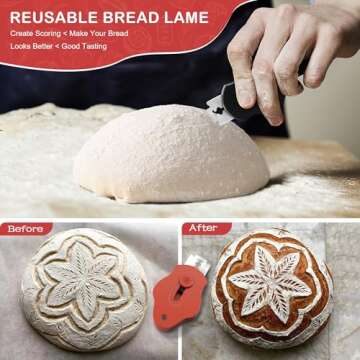 MGVK Bread Lame, Magnetic Storage Sourdough Scoring Tool With 5 Individual Blades For Artisan Bread, Essential Sourdough Baking Supplies (Black)