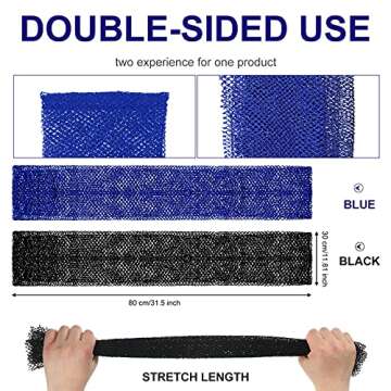 2 Pieces African Exfoliating Net Bath Sponge African Net Long Back Scrubber Body Shower Scrubber Back Scrubber Skin Smoother for Daily Use or Stocking Stuffer (Blue, Black)