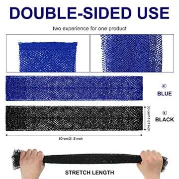 2 Pieces African Exfoliating Net Bath Sponge African Net Long Back Scrubber Body Shower Scrubber Back Scrubber Skin Smoother for Daily Use or Stocking Stuffer (Blue, Black)