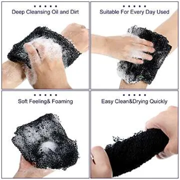 2 Pieces African Exfoliating Net Bath Sponge African Net Long Back Scrubber Body Shower Scrubber Back Scrubber Skin Smoother for Daily Use or Stocking Stuffer (Blue, Black)