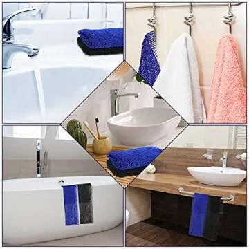 2 Pieces African Exfoliating Net Bath Sponge African Net Long Back Scrubber Body Shower Scrubber Back Scrubber Skin Smoother for Daily Use or Stocking Stuffer (Blue, Black)