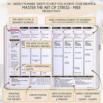 Law of Attraction Planner 2025 – Undated Hourly, Weekly & Monthly Goal Setting Planner, 12-Month to Increase Productivity | Life & Gratitude Journal, Include Foldable Vision Board, Gift Box & Stickers