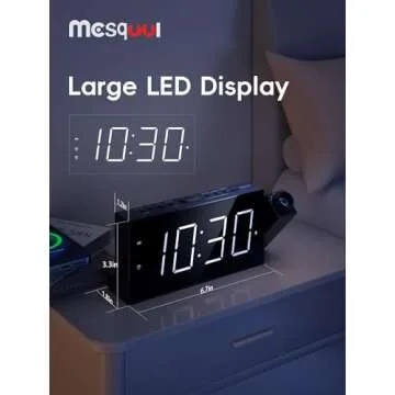 Digital Projector Alarm Clocks for Kids Bedroom,Plug-in LED Display Clock with 180° Projection on Ceiling Wall,Dual Alarms for Heavy Sleepers,Battery Backup,USB Charging Port,Easy-to-Set,Dimmer,Snooze