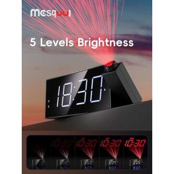 Digital Projector Alarm Clocks for Kids Bedroom,Plug-in LED Display Clock with 180° Projection on Ceiling Wall,Dual Alarms for Heavy Sleepers,Battery Backup,USB Charging Port,Easy-to-Set,Dimmer,Snooze