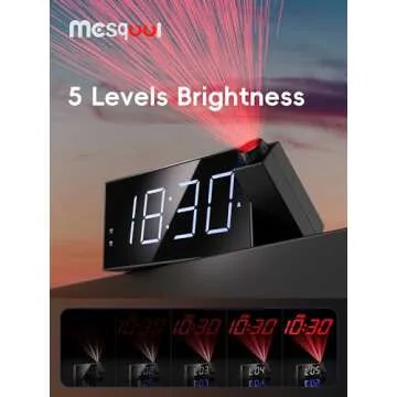 Digital Projector Alarm Clocks for Kids Bedroom,Plug-in LED Display Clock with 180° Projection on Ceiling Wall,Dual Alarms for Heavy Sleepers,Battery Backup,USB Charging Port,Easy-to-Set,Dimmer,Snooze