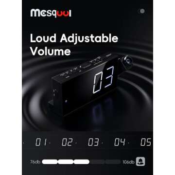 Digital Projector Alarm Clocks for Kids Bedroom,Plug-in LED Display Clock with 180° Projection on Ceiling Wall,Dual Alarms for Heavy Sleepers,Battery Backup,USB Charging Port,Easy-to-Set,Dimmer,Snooze