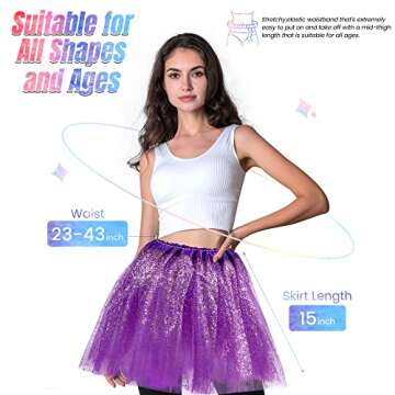 Simplicity Women's Running Races Tulle Ballet Tutu Skirt, Dark Purple Sequin