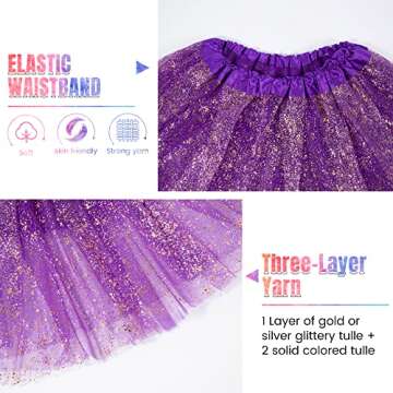 Simplicity Women's Running Races Tulle Ballet Tutu Skirt, Dark Purple Sequin