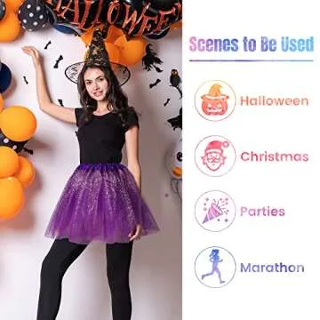 Simplicity Women's Running Races Tulle Ballet Tutu Skirt, Dark Purple Sequin