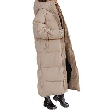 Shanfetl Women Long Quilted Hooded Puffer Maxi Coat