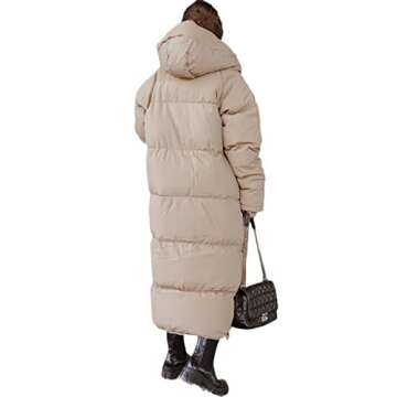 Shanfetl Women Long Quilted Hooded Puffer Maxi Coat