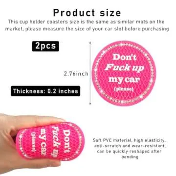 Sylvil 2 PCS Bling Car Cup Coaster, 2.75 Inch Anti-Slip Cup Holder Insert Coasters, Crystal Rhinesto...