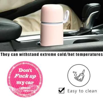 Sylvil 2 PCS Bling Car Cup Coaster, 2.75 Inch Anti-Slip Cup Holder Insert Coasters, Crystal Rhinestone Auto Drink Car Cup Mat for Women Girls, Universal Interior Car Accessories (Rose Red)