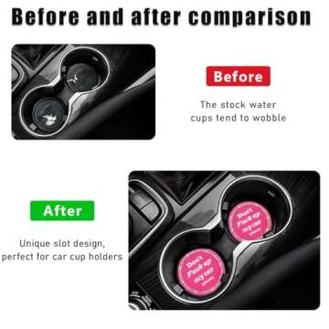 Sylvil 2 PCS Bling Car Cup Coaster, 2.75 Inch Anti-Slip Cup Holder Insert Coasters, Crystal Rhinestone Auto Drink Car Cup Mat for Women Girls, Universal Interior Car Accessories (Rose Red)