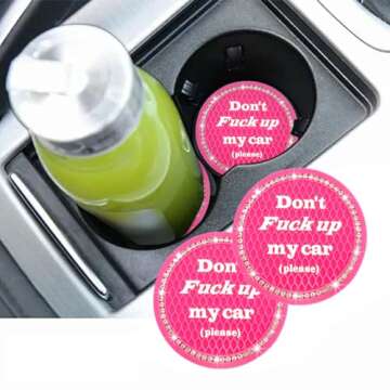 Sylvil 2 PCS Bling Car Cup Coaster, 2.75 Inch Anti-Slip Cup Holder Insert Coasters, Crystal Rhinestone Auto Drink Car Cup Mat for Women Girls, Universal Interior Car Accessories (Rose Red)