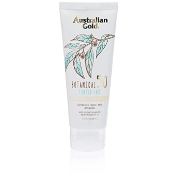 Australian Gold Botanical Sunscreen Tinted Face Mineral Lotion SPF 50 - 3 Ounce | Water Resistant | ...