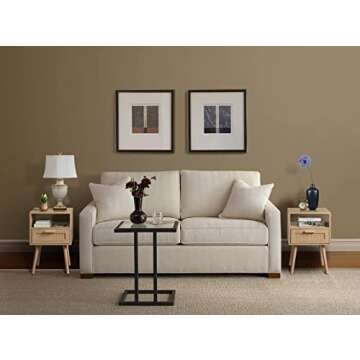 Finnhomy Nightstands Set of 2, End Table, Nightstand, Side Table with Hand Made Rattan Decorated Dra...