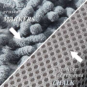 Zonon 4 Pieces Microfiber Shag Whiteboard Eraser Washable Microfiber Shag Board Dry Eraser for Markers, Chalk, Home, Classroom and Office(Gray, Blue and Pink)