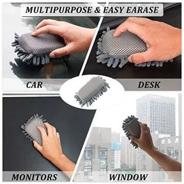 Zonon 4 Pieces Microfiber Shag Whiteboard Eraser Washable Microfiber Shag Board Dry Eraser for Markers, Chalk, Home, Classroom and Office(Gray, Blue and Pink)