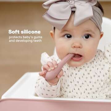 ezpz Oral Development Tools - 3 Months+ (3 Pack in Gray) - Non-Slip Loop, Smile and Stick, 100% Silicone Tools to Practice Feeding + Chewing - Sensory Bumps - Dishwasher Safe