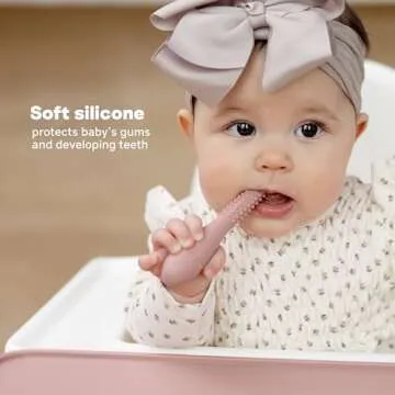 ezpz Oral Development Tools - 3 Months+ (3 Pack in Gray) - Non-Slip Loop, Smile and Stick, 100% Silicone Tools to Practice Feeding + Chewing - Sensory Bumps - Dishwasher Safe